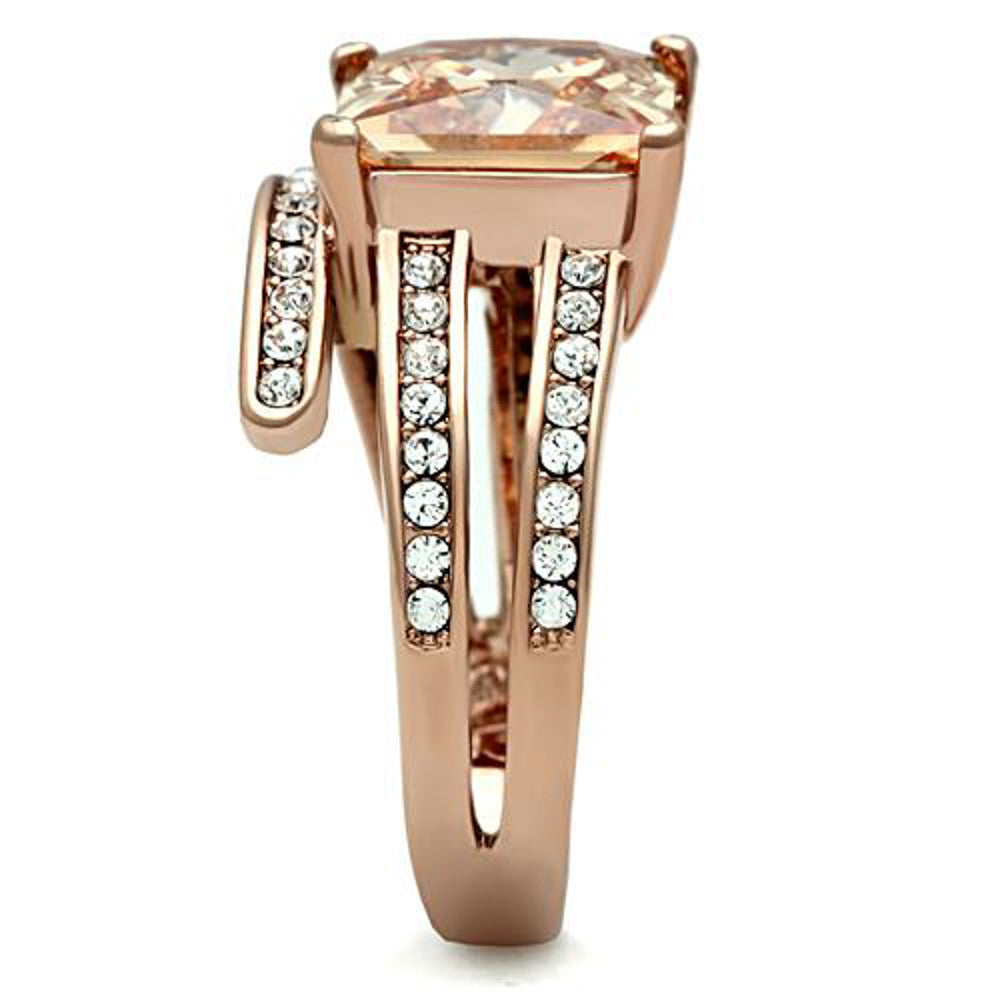 6.85 Ct Princess Cut Champagne Zirconia Rose Gold Plated Cocktail Ring Size 5-10